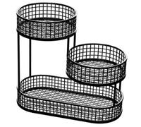 Metal Fruit Bowl, 12.6x12.6x6.7 inch 3 Tier Wire Fruit Basket, Heavy Duty & Smooth Easy Wash Minimalist Black Basket for Candies, Biscuits, Snacks, Bowl
