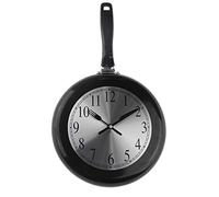 Timelike Wall Clock 10 Inch Metal Frying Pan Kitchen Wall Clock Home Decor Unique Wall Clock with Screwdriver (Black)