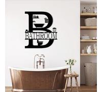 Metal Funny Bathroom Wall Art Large Letters Modern Minimalist Wall Decor Home Decoration Housewarming Gift (Black, 31"x28"/80x70cm)