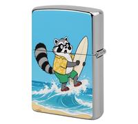 Metal Funny Raccoon Lighter Case Windproof Flip Top Lighter Sleeve Double Sided Vintage Cool Cigarette Pouch Holder Reusable Pocket Protective Cover Men Gifts for Boyfriend Husband