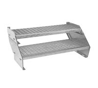 Metal Galvanised Silver Steel Staircase 2 Section Adjustable Height 90cm / 900mm Wide 2 Steps Weatherproof Grate Step Outdoor Garden Patio Modular Stairs 5mm Rod Thickness FREE Fixing Kit