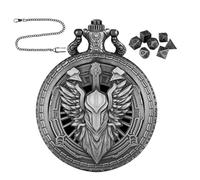 Metal Game Dices - Vintage Pocket Watch Shell Case, Engraved Alloy Gear Design, Chain Fixed Storage Holder | Mechanical Style Toy For Role Playing Tabletop Party Travel Camping Fun Occasion