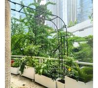 Metal Garden Arbor Arch Half Side Garden Arch Rose Trellis for Climbing Plants 0.6m 0.9m 1.2m 1.5m 2.2m 2.6m 3.0m Wide Pergola Great for Backyard, Lawn, Patio, Courtyard(Black,W x H: 1.8 x 2.4 m)