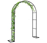 Metal Garden Arbor Arch Trellis for Climbing Plants Rustproof Rose Support Frame Outdoor Wedding Decoration Durable Base Black Dimensions: 260x250cm