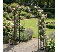 Metal Garden Arbor Wedding Arch for Ceremony Black Rose Arch Backdrop Stand Outdoor Trellis for Climbing Plants Durable Base 1.4x2m Garden Decor