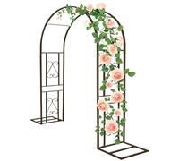 Metal Garden Arch 2.4m High Sturdy Trellis for Climbing Plants Outdoor Decorative Arched Gate Brown W340 x H230cm Perfect for Patios and Lawns
