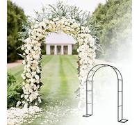 Metal Garden Arch 200/220/230cm - Large Pergola Trellis for Wedding Party Bridal Prom Garden Floral Decoration - Rose Arbor Climbing Plant Support (Black W2.8M x H2.2M x D0.4M)