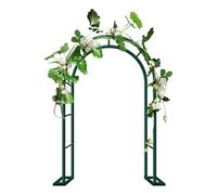 Metal Garden Arch 350cm Wide - Outdoor Wedding Trellis, Round Arbor for Climbing Plants & Vines, Green Steel Pera L180xW40xH220cm