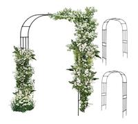 Metal Garden Arch Arbor for Climbing Plants - Wedding Ceremony Decoration, Easy-to-Assemble Outdoor Archway (W 98" x H 94") for Lawn & Backyard Use