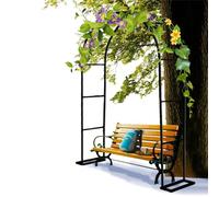 Metal Garden Arch Black Steel Climbing Plant Outdoor Wedding Arch Elegant Garden Arbor for Plants Arched Pergola Size: L300xW40xH220cm