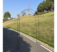 Metal Garden Arch Easy Assembly Wedding Arbor for Climbing Plants & Vines Outdoor Décor 240W x 220H cm Black Color Sturdy Landscape Support