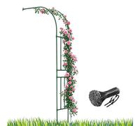 Metal Garden Arch for Climbing Plants - 150cm Wide x 240cm High Outdoor Flower Trellis Steel Frame Rose Support for Patio Pergola Jasmine Green Color