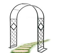 Metal Garden Arch for Climbing Plants Adjustable 6.5ft-12.5ft Detachable Base Ideal for Roses Outdoor Patio Decoration Durable Black Finish - W7.9xH7.5ft
