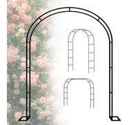 Metal Garden Arch for Climbing Plants, Adjustable Sizes 1.4x2.3m to 2.8x2.2m, with Base, Black Color, Perfect for Garden Decoration and Support.