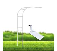 Metal Garden Arch for Climbing Plants Half Moon Design Adjustable 60-300cm Decorative Trellis for Backyard Patio Lawn - White W180 x H240cm