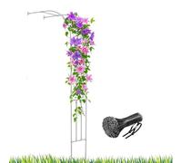 Metal Garden Arch for Climbing Plants - Outdoor Flower Trellis Steel Frame Rose Support 150cm Wide x 240cm High White Pergola Arbour for Jasmine Patio Decor