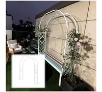 Metal Garden Arch for Climbing Plants Weatherproof Rose Trellis Sturdy Freestanding Arbor Wedding Arch with Base Decorative Garden Structure 180/200/240/300 cm (White)