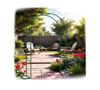 Metal Garden Arch for Plants Support for Climbing Roses Decorative Garden Arbor with Base Wedding Entrance Decor Floral Archway in Black White Green (HxWxD: 220 x 100 x 40 cm)