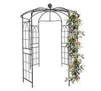 Metal Garden Arch Iron Garden Arbors Gazebo Dia6.8ft x 9.5ft High Birdcage Shape Pergola Pavilion for Wedding Ceremony Climbing Plant Support Outdoor Black