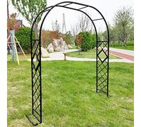 Metal Garden Arch Rustproof Galvanized Trellis Arbor outdoor wedding Theme Decoration Climbing Plant archway Wrought Iron with Bases 140/180/220/260/300/340 cm wide (Color : Black, Size : W140 x H23