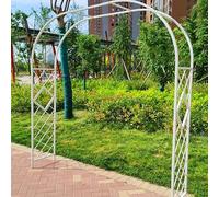 Metal Garden Arch Rustproof Galvanized Trellis Arbor outdoor wedding Theme Decoration Climbing Plant archway Wrought Iron with Bases 140/180/220/260/300/340 cm wide ( Color : White , Size : W260 x H23