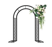 Metal Garden Arch Stable Weatherproof Trellis for Climbing Plants Galvanized Wedding Decor Arbor 2.30M High (Black 3.0M/9.8FT)