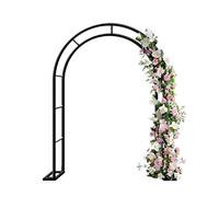 Metal Garden Arch - Sturdy 0.8x2m Arbor for Climbing Roses Easy Assembly Black Wedding Arch for Outdoor Decor (120cm x 220cm / 3.9ft x 7.2ft)