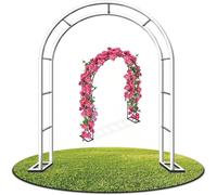 Metal Garden Arch Sturdy Rose Arch for Climbing Plants 80-350cm Adjustable Trellis Outdoor Flower Arch for Weddings & Party Decorations (White W280 x H2)