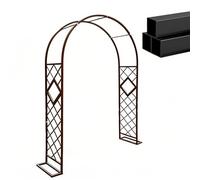 Metal Garden Arch - Sturdy Rose Arch Trellis for Plants Outdoor Wedding Decoration Weatherproof Garden Support (Brown W180 x H230cm)