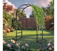 Metal Garden Arch Sturdy Trellis for Wedding & Event Decoration Weatherproof Rose Arbor Perfect for Anniversaries & Birthdays Black 200x230 cm