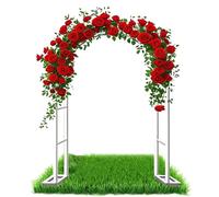 Metal Garden Arch Trellis - 120-240cm Steel Frame Arches for Climbing Plants Roses Vegetables Wedding & Christmas Decor - Indoor/Outdoor Garden Arbour (White)