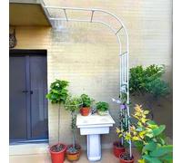 Metal Garden Arch Trellis 2.4m - Wall-Mounted Wedding Pera for Climbing Plants Steel Support e for Patio Yard & Path (White 150W x 240H cm)