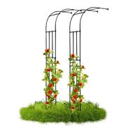 Metal Garden Arch Trellis 2 Piece Half Arc Rose Arbor Weather Resistant Pergola Support for Climbing Plants Outdoor Decorative Garden Gate (240x240cm)