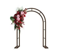 Metal Garden Arch Trellis for Climbing Plants - 120cm to 240cm Weather-Resistant Pergola Brown Arbour for Lawn Party Wedding Ceremony Decoration (W80 x H200cm)
