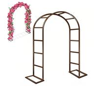 Metal Garden Arch Trellis for Climbing Plants 140x240cm Arched Tubular Frame Outdoor/Indoor Decor for Backyard Lawn Patio Brown Color Sturdy Support for Vines and Flowers