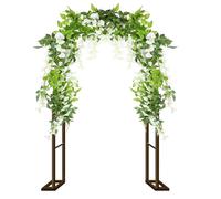 Metal Garden Arch Trellis for Climbing Plants - 2.0m to 2.3m High Outdoor Arbour for Weddings & Garden Decoration - Durable Brown Steel Arch (L300xW40xH220cm)