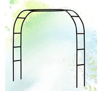 Metal Garden Arch Trellis for Climbing Plants Galvanized Adjustable 1.2m to 2.8m Black Decorative Arbor for Outdoor Support 280cm Wide x 220cm High