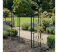Metal Garden Arch Trellis for Climbing Plants HeavyDuty Wedding Arbor & Party Backdrop Stand 1.4x2m Dark Green Design for Outdoor Events and Decorations
