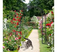 Metal Garden Arch Trellis for Climbing Plants & Roses - Wedding Decor, 80-350cm Adjustable, Elegant Black Steel Arbor for Outdoor Events & Gardens