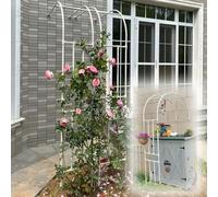 Metal Garden Arch Trellis for Climbing Plants - Weather-Resistant Rose Arbor Half Archway, Adjustable 4.9-7.2 Ft, Perfect for Outdoor Decor and Garden Pathways in White