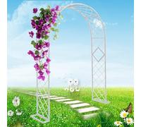 Metal Garden Arch Trellis for Climbing Plants, Wedding Arbor, Steel Pergola, Various Widths 1.4/1.8/2.2/2.6/3m, White, W220 x H230 cm, Outdoor Decor