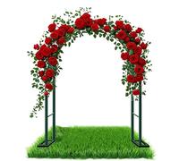 Metal Garden Arch Trellis - Sturdy Steel Frame for Climbing Plants Roses & Vegetables - Indoor/Outdoor Decorative Archway for Weddings & Christmas (Green 120-240cm)
