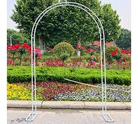 Metal Garden Arch Wedding Decor Rose Arch Freestanding Pergola Support for Climbing Plants Weatherproof Trellis 19mm Pipe Diameter Outdoor Garden Decoration (White 200x23 cm)