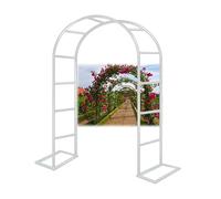 Metal Garden Arch with Base 140-350 cm Widths Rose Support Archway for Climbing Plants Wedding Det Trellis Patio Pera (White 140x240 cm)