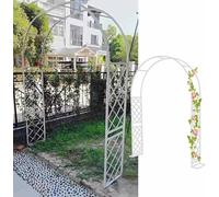 Metal Garden Arch with Base, Galvanized Arched Trellis for Climbing Plants, Flowers, Roses and Vines, Heavy Duty Outdoor Wedding Arbor Stand