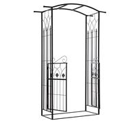 Outsunny Garden Outdoor Entrance Arch with Door Outdoor Patio Decoration for Rose Trellis Arbour Climbing Plant 131L x 49W x 200Hcm