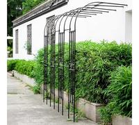 Metal Garden Arches Arbour - Wall Mounted Half-side Rose Pergola Trellis - Outdoor Climbing Plants Support Archway - Black Wedding Arch Frame for Backyard, Lawn, Patio, Courtyard(90x240x40CM/3.0x7.9x1