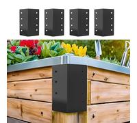 Metal Garden Bed Corner Brackets, 15 x 7.6 cm, Black, Set of 4, Rust Resistant Connectors for DIY Planter Box