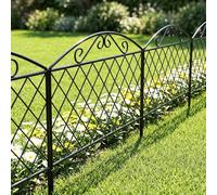 Metal Garden Border Fencing, 44cm High 5-Panel Set (3m Total Length), Black Heavy-Duty Rustproof Edging for Flower Beds, Pathways and Pet Protection