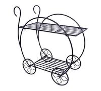 Metal Garden Cart Plant Stand - 2 Tier Parisian Style Flower Pot Display With 2 Shelves For Home Or Garden - H73 X W70 X D34Cm